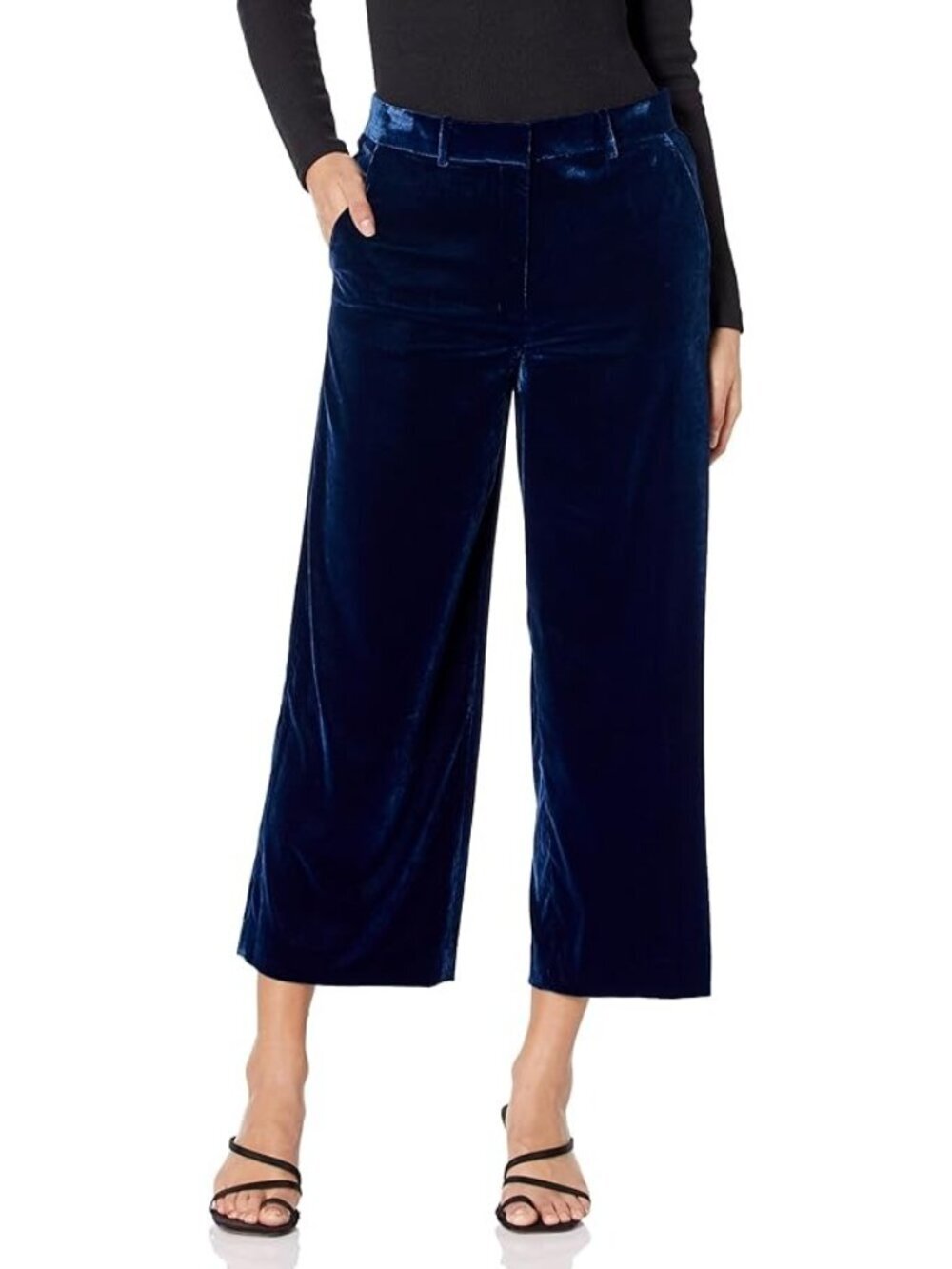 Theory Womens Black Wide-Leg Cropped Pants Size M